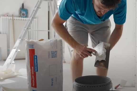 chantier avec Proplak Snow les nouveaux enduits de Knauf
